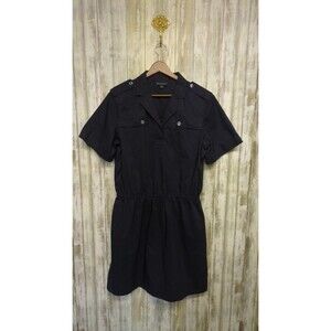 Brooks Brothers Navy Blue Lightweight Cotton Stretch Waist Shirt Dress Size 12